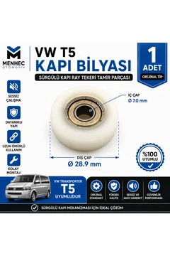 Volkswagen T5 Sürgü Kapı Ray Tekeri Bilya Ø29mm Kapı Mekanizma Parçası