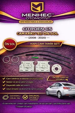 Citroen C5 Cam Kriko Teli Ön Sol (2008-2020) – Kapı Cam Tamir Seti