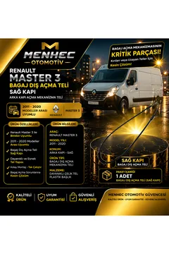 Master 3 Bagaj Açma Teli Sağ Kapı Dış Mekanizma Teli 2011-2020