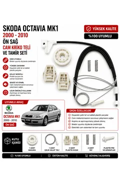 Skoda Octavia MK1 2000-2010 Ön Sağ Cam Kriko Teli ve Tamir Seti