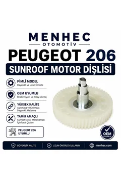 Peugeot 206 Sunroof Motor Dişlisi Pimli Tavan Açılır Tavan Dişli Tamir Parçası