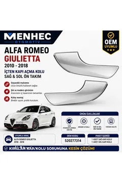 Alfa Romeo Giulietta 2010-2018 İç Kapı Açma Kolu Sağ Sol Ön Set 520277314 OEM Uyumlu