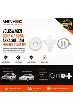 Volkswagen Golf 4 Bora Arka Sol Cam Kriko Teli & Tamir Seti – Cam Mekanizması Tamir Kiti