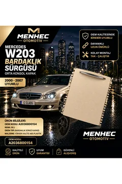 Mercedes W203 Bardaklık Kapağı Sürgülü Kapak Orta Konsol Bej C Class 2000-2007