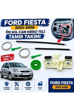 Ford Fiesta Cam Kriko Teli Ön Sol Tamir Takımı 2002-2008 Uyumlu Cam Mekanizması Seti