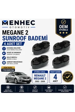 Renault Megane 2 Sunroof Bademi 4 Adet Set 7701209744 Sunroof Tamir Parçası OEM Uyumlu (2002-2009)