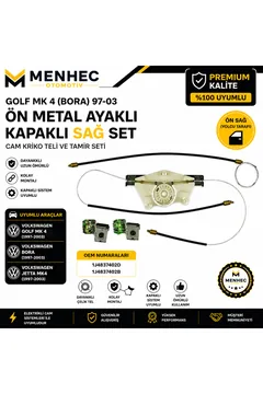 Volkswagen Golf 4 Bora Ön Sağ Metal Ayaklı Cam Kriko Teli Tamir Seti Kapaklı 97-03