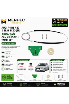 Audi A4 B6 B7 & Seat Exeo Arka Sağ Cam Kriko Teli Tamir Seti 8E0839461