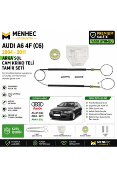 Audi A6 4F C6 2004-2011 Arka Sol Cam Kriko Teli Tamir Seti