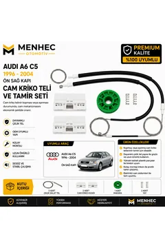 Audi A6 C5 1996-2004 Ön Sağ Cam Kriko Teli ve Tamir Seti