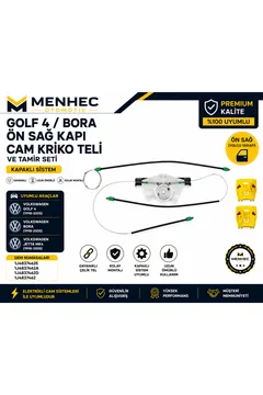 Volkswagen Golf 4 Bora Ön Sağ Cam Kriko Teli Tamir Seti Kapaklı Mekanizma 1J4837462E