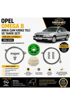 Opel Omega B Arka Cam Kriko Teli ve Tamir Seti Sağ Sol Uyumlu (1994-2003) Cam Mekanizması Onarım Kiti