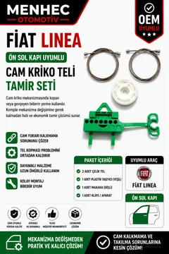 Fiat Linea Ön Sol Cam Kriko Teli Tamir Seti Kapı Cam Mekanizması Onarım Kiti OEM Uyumlu