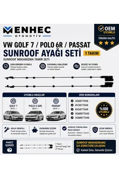 VW Golf 7 Polo 6R Passat Sunroof Ayağı Seti 1 Takım OEM 5G6877049 8V3877049 Uyumlu
