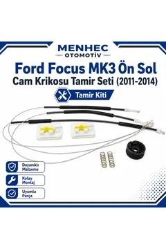 Ford Focus MK3 Ön Sol Kapı Cam Kriko Tamir Seti (2011-2014) Uyumlu Cam Mekanizma Tamir Kiti