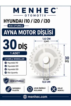 Hyundai i10 i20 i30 Yan Ayna Motor Dişlisi 30 Diş 1.6 cm Ayna Tamir Dişlisi
