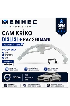 Volvo S60 S80 V70 XC70 Cam Kriko Dişlisi 69016 Makaşlı Sistem + Ray Sekmanı OEM Uyumlu