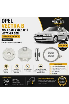 Opel Vectra B Arka Cam Kriko Teli ve Tamir Seti Sağ Sol Uyumlu (1995-2002) Cam Mekanizması Onarım Kiti