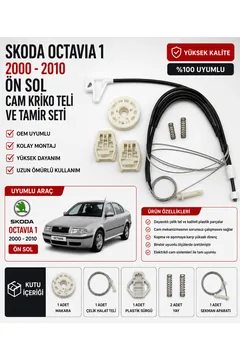 Skoda Octavia 1 2000-2010 Ön Sol Cam Kriko Teli ve Tamir Seti